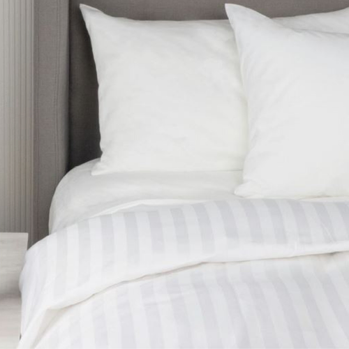 Queen White Satin Striped 10mm Quilt Cover 