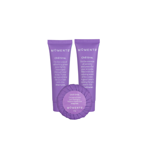 Chill Time 30ml Shampoo, Conditioner & Pleat Soap Pack 150 Pieces