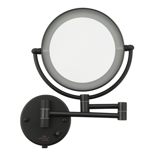 Dolphy LED Magnifying Mirror Wall Mount - Black 5X Magnifier
