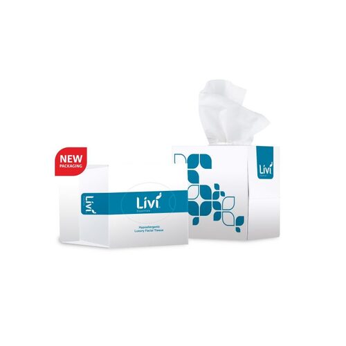 Livi Essentials hypoallergenic facial tissue cube 90s x 24
