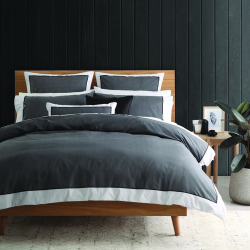 Super King Essex Charcoal Grey  Quilt  Cover Set 