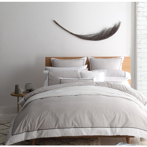 Essex Quilt Cover Set Stone - Double
