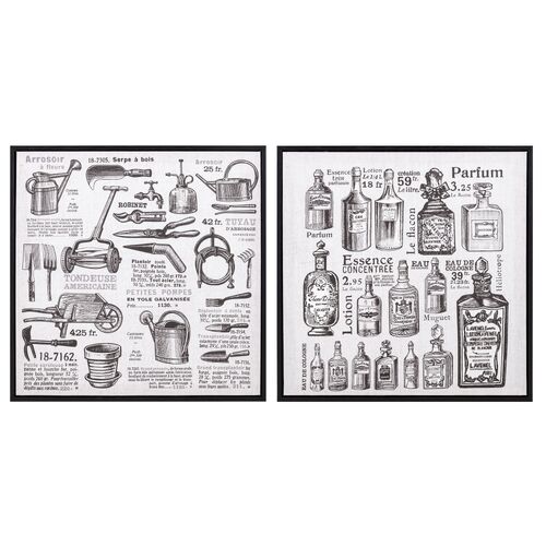 Amalfi Apothecary Wall Decor Set/2 Black/Natural 50X2.5X50CM