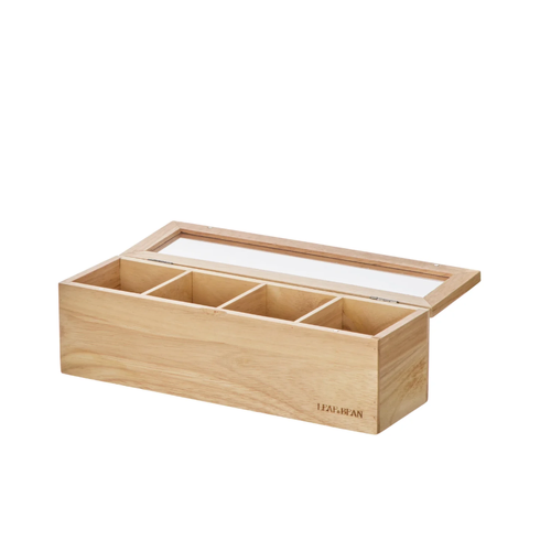 Leaf & Bean Wooden Tea Box Natural