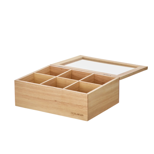 Leaf & Bean Wooden Tea Box Natural 3x2