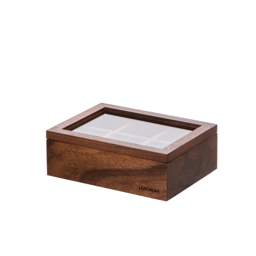 Leaf & Bean Byron Acacia Tea Box 6 Compartment Natural