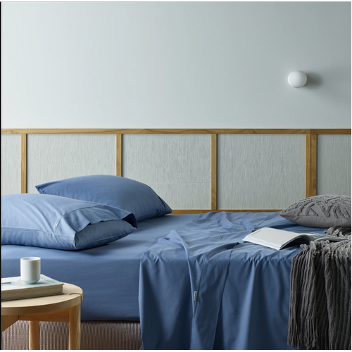 Natural Sleep Recycled Cotton and Bamboo Split King Sheet Set Blue