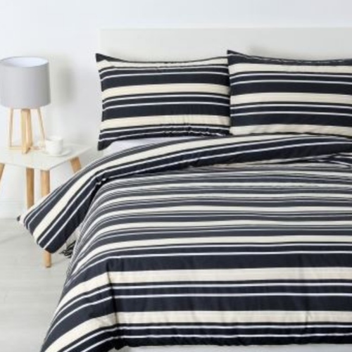 Brighton Charcoal Grey Striped Pillowcase Pair