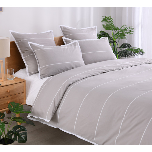 King Calista Hazel Beige Striped Quilt Cover Set