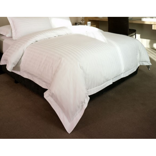 Double White Satin Striped 20mm Quilt Cover Set