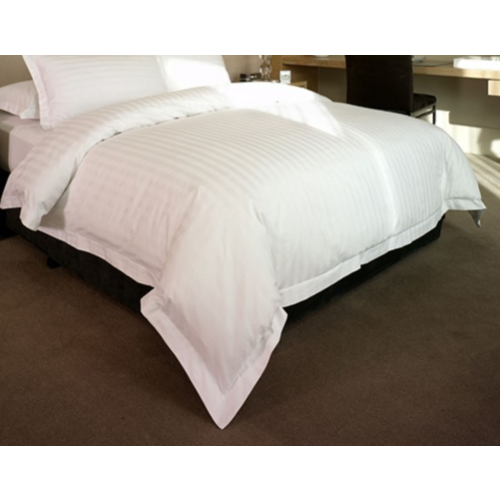 King White Satin Striped 20mm Quilt Cover Set