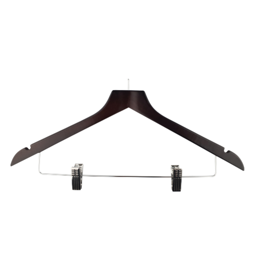Black Wooden Security Hanger with Clips x 1
