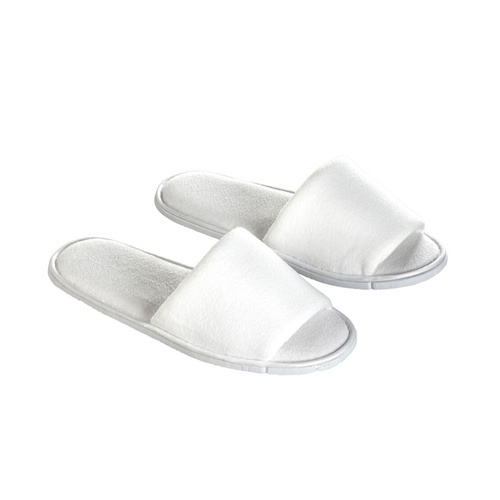Open Toe Velour 28cm White Hotel Slipper x 25 Pairs