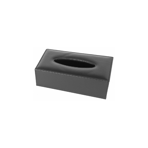 Black Leatherette Tissue Box Rectangle