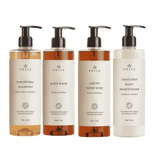 Prija Fortifying Shampoo, Body Wash, Liquid Hand Soap and Hand & Body Moisturiser 380ml