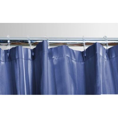 Shower Curtain Satin Stripe Azure Blue w/ Hooks