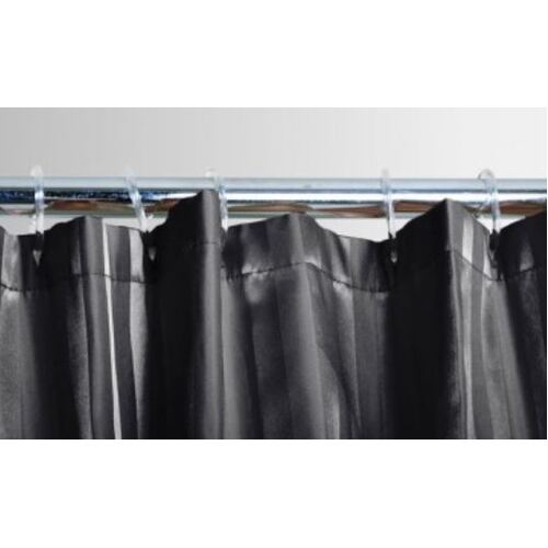 Shower Curtain Satin Stripe Charcoal w/ Hooks