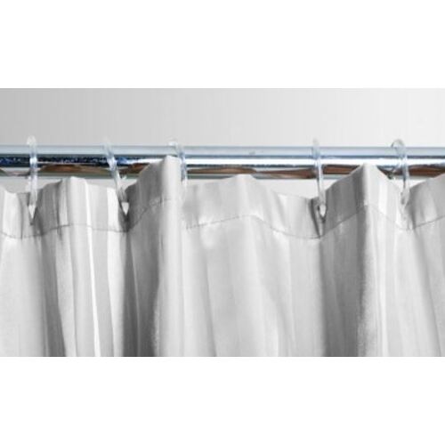 Shower Curtain Satin Stripe White w/ Hooks