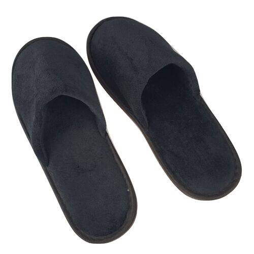 Closed Toe Velour Hotel Slipper - Black x 25