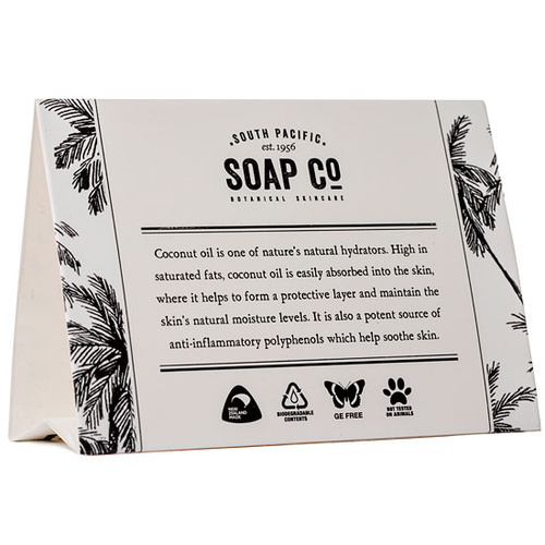 South Pacific Soap Co Tent Card