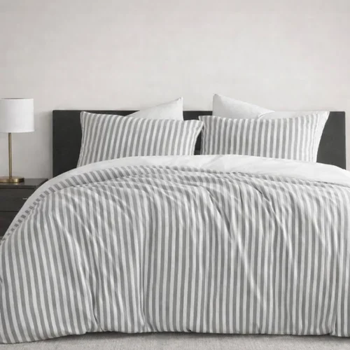 Single Sorrento Stripe Pewter Quilt Cover Set