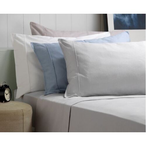 White - Fletcher Split King Flannelette Cotton Sheet Set