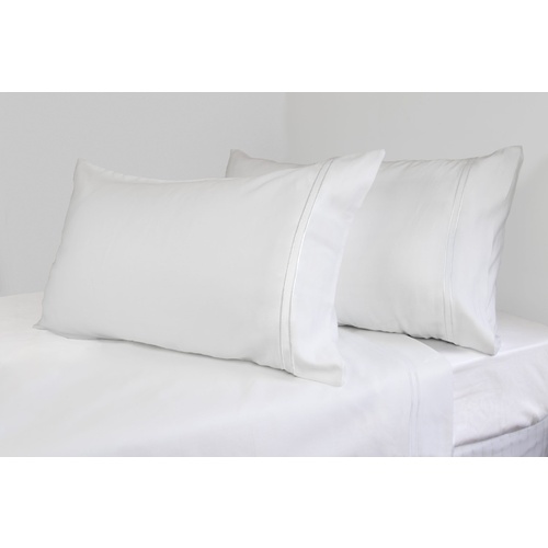 Ardor 1000TC White Embroidered Sheet Set - Queen