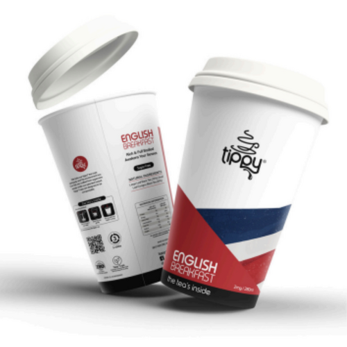 20 x English Breakfast Tippy Tea Cups incl. Lid 