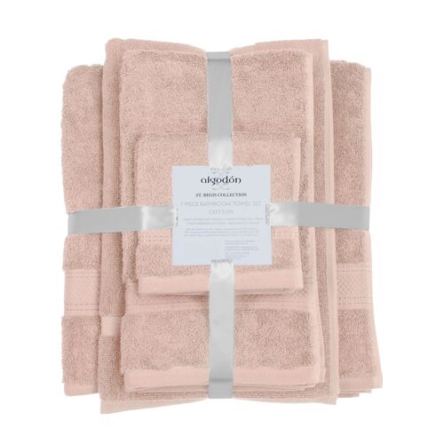 ALGODON "St Regis Collection" 7 Pieces Dusk Pink Bath Towel Set