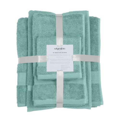 ALGODON "St Regis Collection" 7 Pieces Marine Green Bath Towel Set 