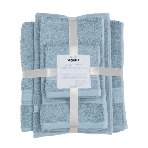 ALGODON "St Regis Collection" 7 Pieces Mist Blue Bath Towel Set