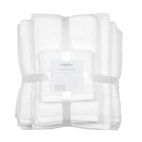 ALGODON "St Regis Collection" 7 Pieces White Bath Towel Set 