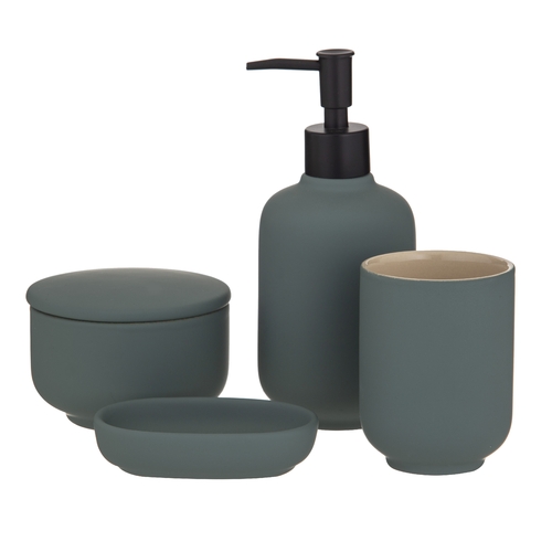 Academy Becket Bathroom Set 4 Pce / Green & Black
