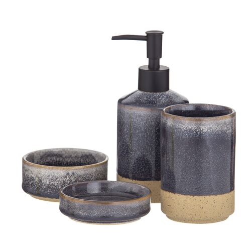 Academy Becket Bathroom Set 4 Pce / Grey, Sand & Black