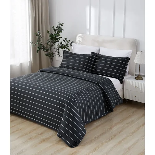 Single Flinders Stripe Charcoal Quilt Cover Set