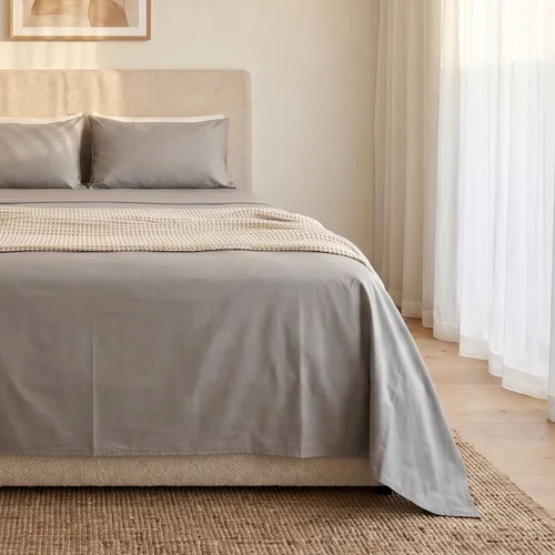 Classic Percale King Pillow Case Pewter Twin Pack