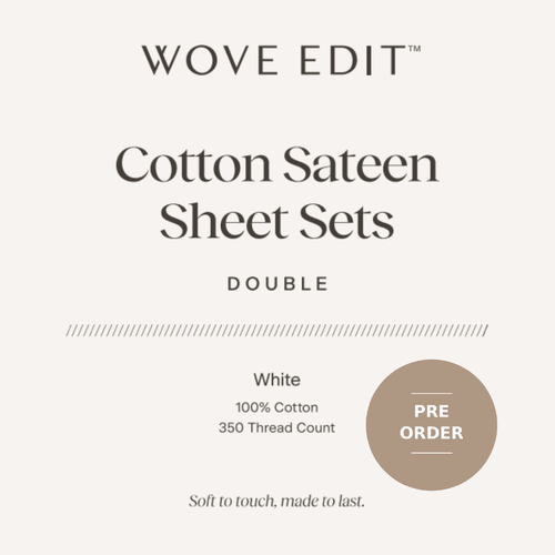 350TC Cotton Sateen Double Sheet Set White