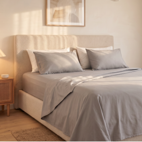 Classic Percale Super King Sheet Set Pewter