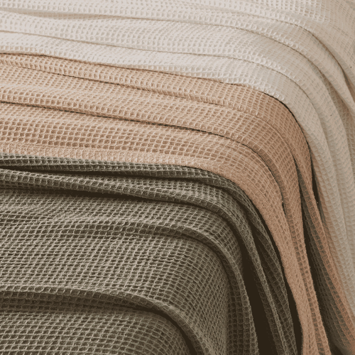Cotton Waffle Weave Ivory Blanket - Single