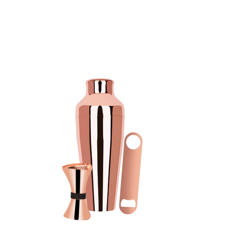 Zanzi 2pc Cocktail Set Rose Gold + Bar Blade